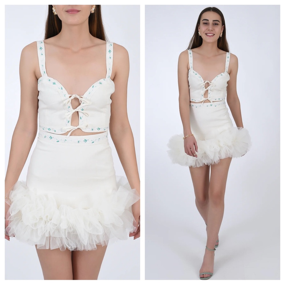 Fanm Mon Fol Skirt Set in Ivory